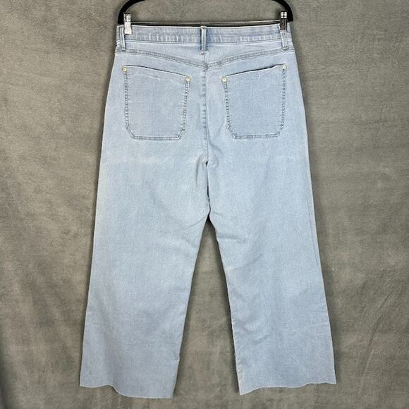 Democracy Absolution Jeans Womens 14 Blue Wide Leg Crop Raw Hem Stretch Pockets - Picture 6 of 14